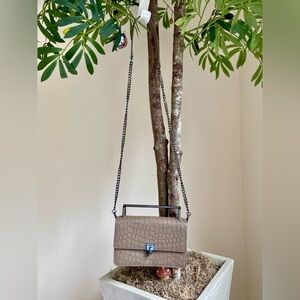 BOTKIER Small Leather Crossbody Croc Embossed Lennox Handbag